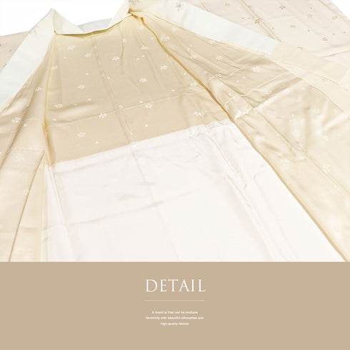 長襦袢 リサイクル 長襦袢 身丈124.2cm 裄67cm 袷 花丸柄 地紋 ベージュ Lサイズ セミフォーマル お洒落 落款 正絹 袖無双 Sランク