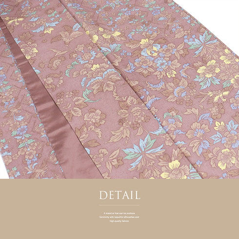 紬 リサイクル 身丈153.5cm 裄63.6cm 袷 更紗に鳳凰柄 ブラウン Sサイズ カジュアル お洒落 正絹 広衿 Sランク