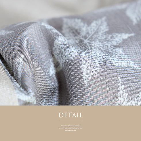 紬 リサイクル 身丈164cm 裄64.6cm 袷 横段に楓・梅・笹模様 グレー Lサイズ お洒落 証紙 しつけ糸 正絹 広衿 未使用品