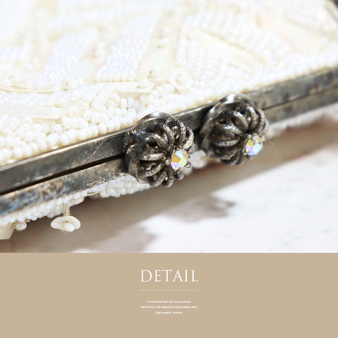 バッグ ホワイト ビーズ Bランク 幾何学模様