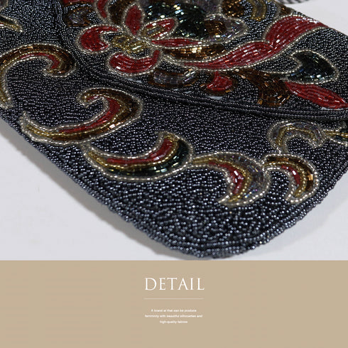 ビーズバック アンティーク お洒落 横幅21cm 高さ14cm Aランク 和装小物 ZO-83