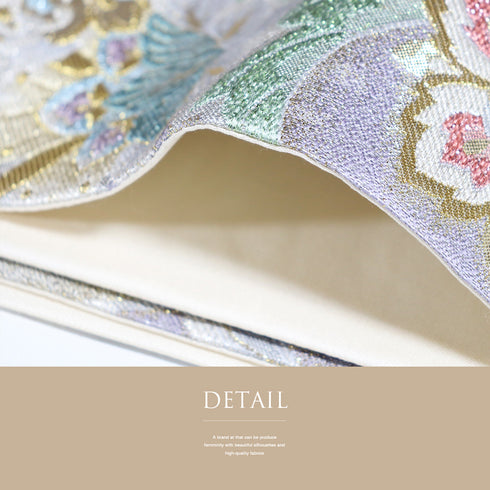 袋帯 リサイクル 帯丈432cm 六通 優彩華更紗 シルバー Sサイズ 正絹 Sランク フォーマル セミフォーマル