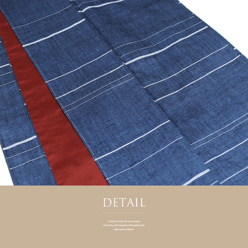 紬 リサイクル 身丈155.8cm 裄62.6cm 袷 横縞柄 上田紬 ネイビー Mサイズ お洒落 カジュアル 証紙 しつけ糸 正絹 広衿 Sランク