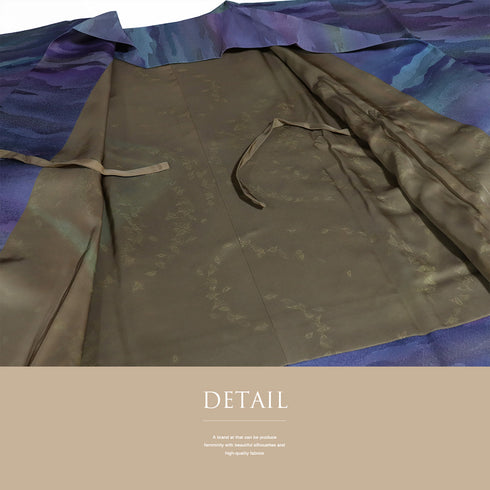 道中着 リサイクル 身丈102cm 裄65.6cm 袷 ロング丈 地紋 ぼかし柄 多色 Mサイズ お洒落 正絹 Sランク