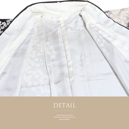 訪問着 リサイクル 身丈157.5cm 裄63cm 袷 小花散らし柄 金駒刺繍 箔 パープル Mサイズ セミフォーマル 正絹 広衿 Aランク