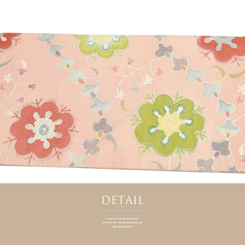 名古屋帯 リサイクル 帯丈358cm ポイント柄 花柄 ピンク Sサイズ 正絹 Sランク お洒落