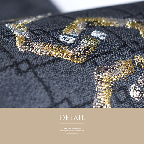 名古屋帯 リサイクル 帯丈364cm 六通 抽象柄 グレー Mサイズ 正絹 未使用品 お洒落