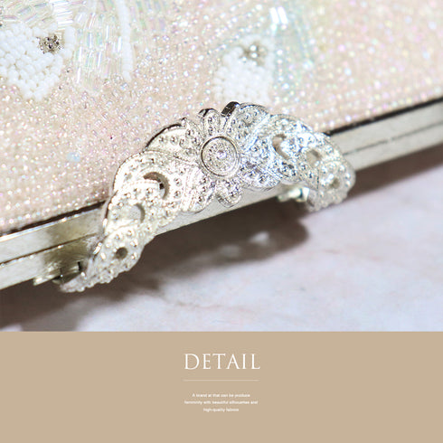 バッグ ピンク ビーズ Sランク 孔雀の羽柄