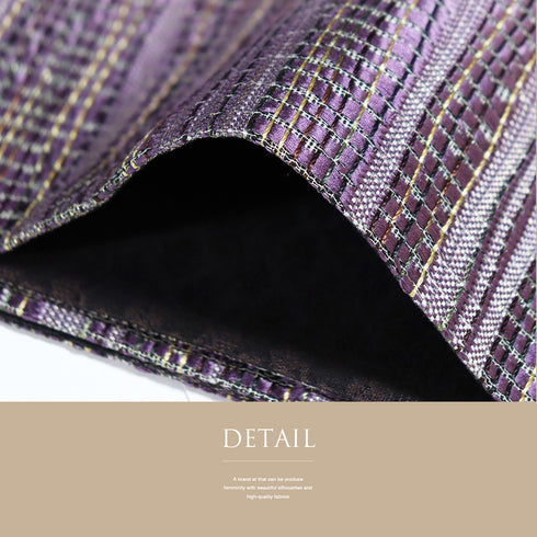 袋帯 リサイクル 帯丈468cm 全通 横段よろけ縞柄 リバーシブル パープル LLサイズ 正絹 新品・未使用品ランク お洒落