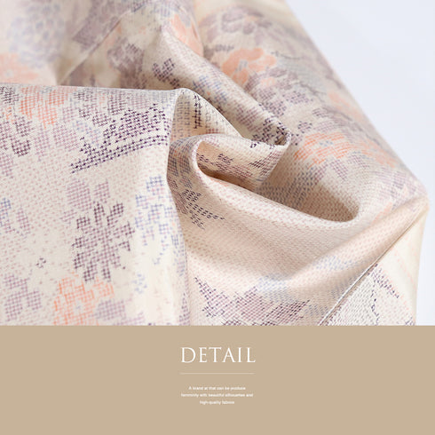 紬 リサイクル 身丈158cm 裄65.2cm 袷 風景文様 ピンク Mサイズ お洒落 カジュアル 正絹 広衿 Sランク