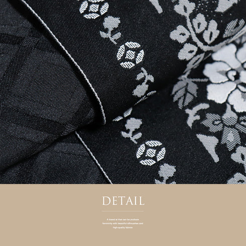 半巾帯 リサイクル 帯丈396cm 全通 唐花柄 ブラック SSサイズ ポリエステル Sランク カジュアル お洒落