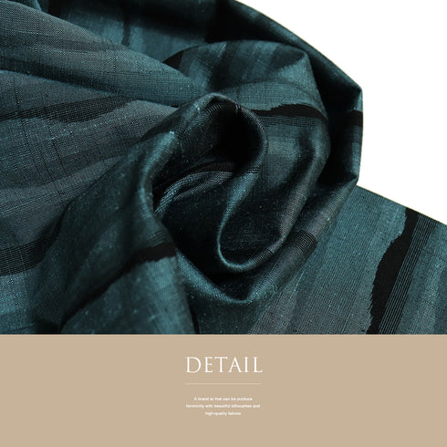 紬 リサイクル 身丈163.7cm 裄69.8cm 袷 一蔵プレミアム10加工 雲海模様 グリーン Lサイズ カジュアル お洒落 正絹 広衿 Sランク