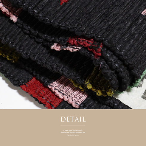 半巾帯 リサイクル 帯丈394cm 全通 裂布手織 モダン柄 単衣帯 ブラック SSサイズ 正絹 新品・未使用品 カジュアル お洒落