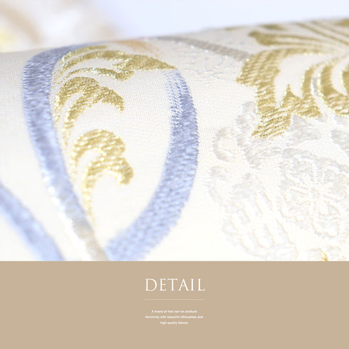 袋帯 リサイクル 帯丈430cm 六通 デザイン七宝柄に花唐草柄 白椛 宮むらさき ベージュ Sサイズ 正絹 Sランク フォーマル セミフォーマル