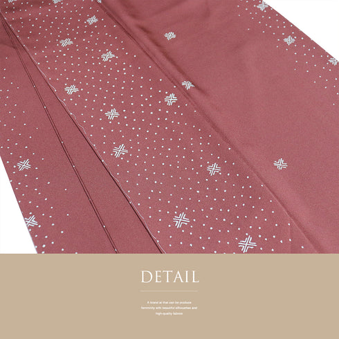 小紋 リサイクル 身丈157.5cm 裄62.8cm 袷 あられ柄 お洒落八掛 レッド Mサイズ お洒落 しつけ糸 正絹 広衿 Sランク