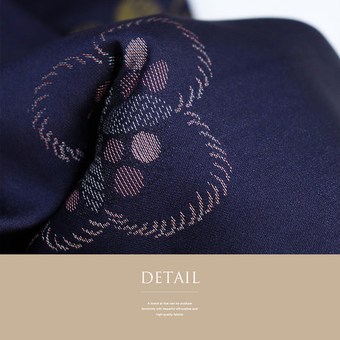 小紋 リサイクル 身丈153.5cm 裄64cm 袷 アンティーク お召し 花柄 ネイビー Sサイズ お洒落 正絹 広衿 Aランク