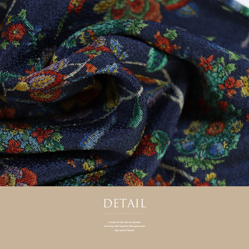 小紋 リサイクル 身丈159cm 裄64cm 袷 唐草柄 ネイビー Mサイズ お洒落 カジュアル 正絹 広衿 Sランク