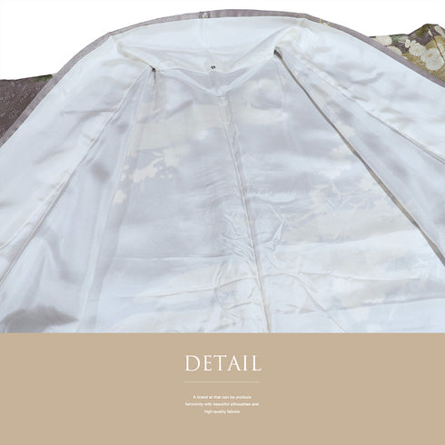 訪問着 身丈165.5cm 裄67.5cm 袷 かすみに菊模様 金駒刺繍 箔 パープル LLサイズ セミフォーマル 正絹 広衿 Aランク