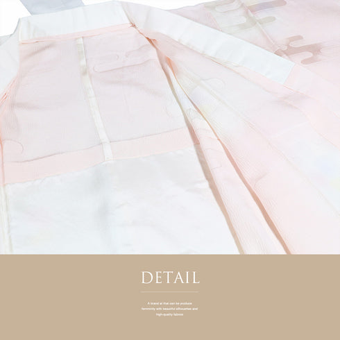 長襦袢 リサイクル 長襦袢 身丈125.5cm 裄67.2cm 袷 エ霞の地紋柄 半衿なし 後身頃居敷当て付き ピンク Lサイズ 正絹 袖無双 Sランク