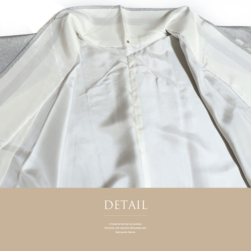 訪問着 リサイクル 身丈161.3cm 裄67.2cm 袷 菊柄 たたき柄 箔加工 グレー Lサイズ セミフォーマル お洒落 正絹 広衿 Sランク