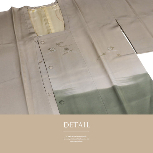 道行コート リサイクル 身丈102cm 裄67.6cm 袷 絵羽ロングコート 吹き寄せ柄 箔 多色 Lサイズ お洒落 正絹 Sランク