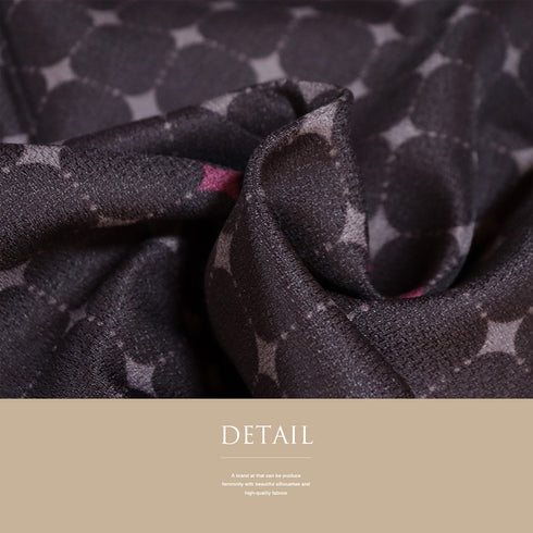 小紋 リサイクル 身丈167.8cm 裄67.5cm 袷 デザイン菱形模様 ブラウン LLサイズ お洒落 カジュアル ポリエステル 洗える着物 広衿 Sランク