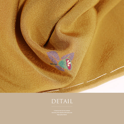 小紋 リサイクル 身丈159cm 裄63.2cm 袷 小花柄 イエロー Mサイズ お洒落 カジュアル 正絹 広衿 Sランク