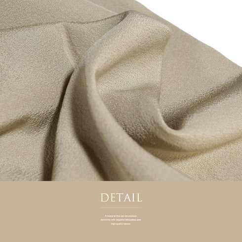 色無地 リサイクル 身丈160cm 裄63.2cm 袷 ベージュ Mサイズ フォーマル セミフォーマル 一つ紋 正絹 広衿 地紋なし Sランク IR-330