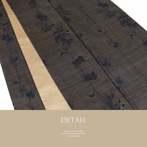 紬 リサイクル 身丈162.5cm 裄65.2cm 袷 蔦柄 ブラウン Lサイズ カジュアル お洒落 正絹 広衿 Aランク