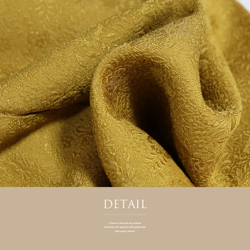 色無地 リサイクル 身丈154.3cm 裄64.4cm 袷 八重梅模様 織り出し イエロー Sサイズ セミフォーマル 一つ紋 正絹 広衿 地紋あり Sランク