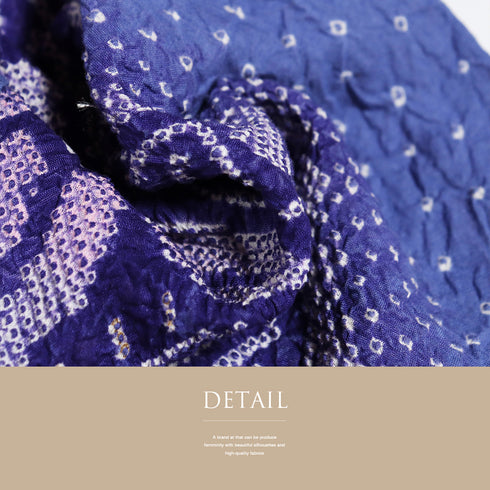 浴衣 リサイクル 夏着物 身丈154.8cm 裄64cm 夏物 絞り 花と蝶々柄 地紋 後身頃居敷当て付き パープル Sサイズ カジュアル 木綿 洗える着物 バチ衿 Aランク