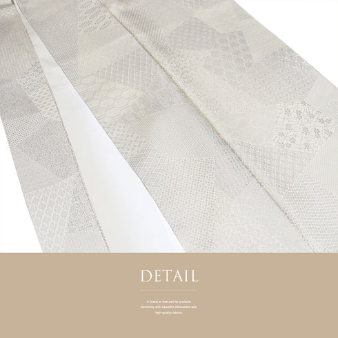 小紋 リサイクル 身丈169cm 裄66.6cm 袷 裂取り柄 お召し 地紋 ベージュ LLサイズ お洒落 正絹 広衿 Sランク