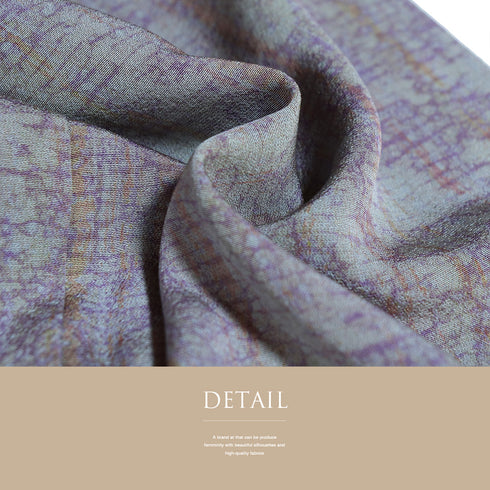 小紋 リサイクル 身丈163.5cm 裄64.4cm 袷 ローケツ染め パープル Lサイズ お洒落 正絹 広衿 Sランク