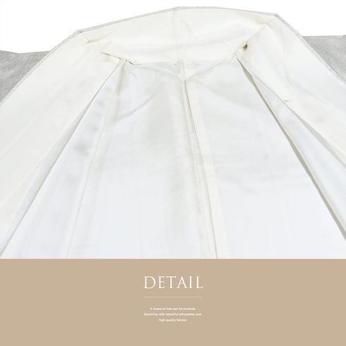 付下げ リサイクル 身丈166.4cm 裄65.6cm 袷 紬 お召 御堂のある風景柄 箔 グレー LLサイズ お洒落 正絹 広衿 Sランク