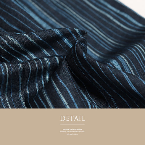 紬 リサイクル 身丈157cm 裄66.4cm 袷 よろけ間道 ネイビー Mサイズ カジュアル お洒落 証紙 しつけ糸 正絹 広衿 Sランク