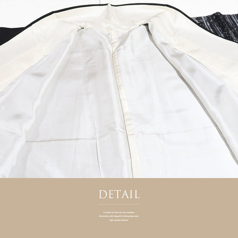 訪問着 リサイクル 身丈166cm 裄66.8cm 袷 たたきに刷毛目柄 ブラック LLサイズ お洒落 正絹 広衿 Aランク