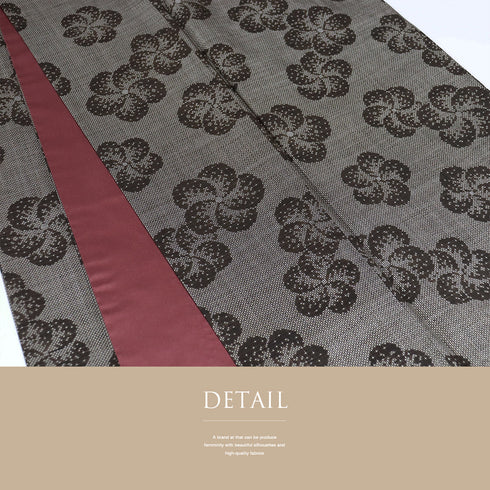 紬 リサイクル 身丈163cm 裄66.8cm 袷 ねじり梅柄 ブラウン Lサイズ お洒落 カジュアル 正絹 広衿 Sランク