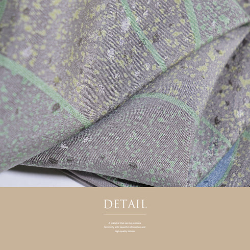 小紋 リサイクル 身丈156.2cm 裄65.6cm 袷 大輪の花模様 地紋 パープル Mサイズ お洒落 カジュアル 正絹 広衿 Sランク