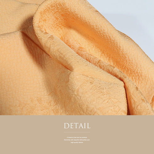 色無地 リサイクル 身丈161.2cm 裄64.8cm 袷 草花柄 オレンジ Lサイズ セミフォーマル お洒落 一つ紋 正絹 広衿 地紋あり Sランク