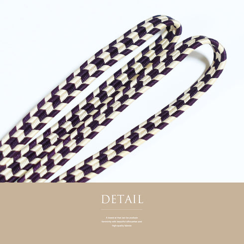 帯締め・帯揚げセット リサイクル ゆるぎ パープル 正絹 新品・未使用品 デザイン竹縞