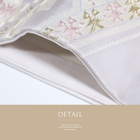 名古屋帯 リサイクル 帯丈348cm ポイント柄 開き仕立て 抽象柄 パープル Sサイズ 正絹 Aランク お洒落