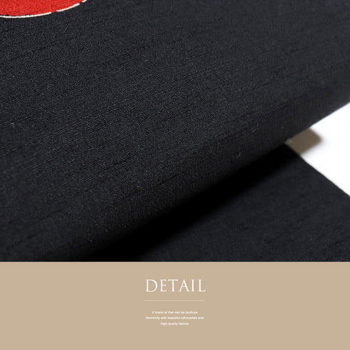 名古屋帯 リサイクル 帯丈373cm ポイント柄 花柄 ブラック Mサイズ 正絹 Sランク カジュアル お洒落