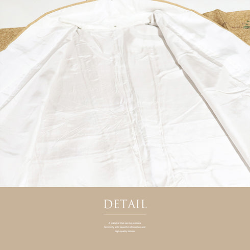 訪問着 リサイクル 身丈161.7cm 裄66.4cm 袷 鼓や扇子や花柄 ブラウン Lサイズ お洒落 セミフォーマル 正絹 広衿 Aランク