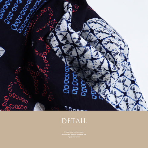 浴衣 リサイクル 夏着物 身丈154.5cm 裄63cm 夏物 菱形模様 絞り ネイビー Sサイズ カジュアル 木綿 洗える着物 バチ衿 Sランク