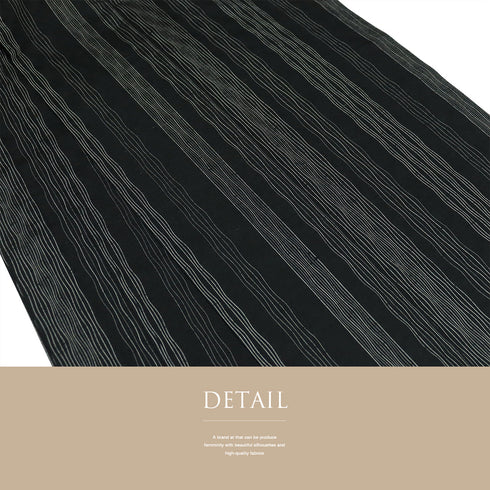 紬 リサイクル 身丈155.8cm 裄64.4cm 単衣 よろけ縞柄 ブラック Mサイズ お洒落 カジュアル 正絹 広衿 Sランク