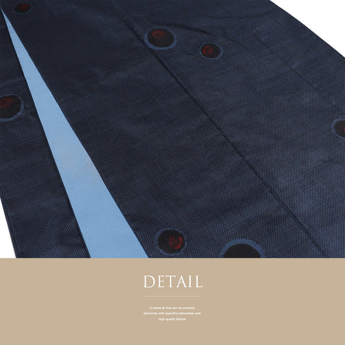 紬 リサイクル 身丈154.3cm 裄62.2cm 袷 ネイビー Sサイズ お洒落 正絹 広衿 Sランク