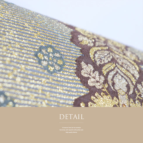 袋帯 リサイクル 帯丈442cm ポイント柄 縦縞柄 グレー Mサイズ 正絹 新品・未使用品 セミフォーマル お洒落