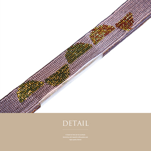 帯締め・帯揚げセット リサイクル お洒落 平組紐 ちりめん パープル 正絹 新品・未使用品 市松に葉柄