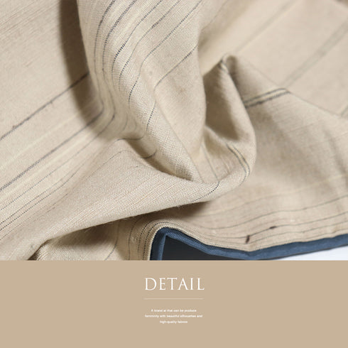 紬 リサイクル 身丈153.5cm 裄62.6cm 袷 ボーダー柄 仕立て直し品 ベージュ Sサイズ カジュアル お洒落 正絹 広衿 Aランク