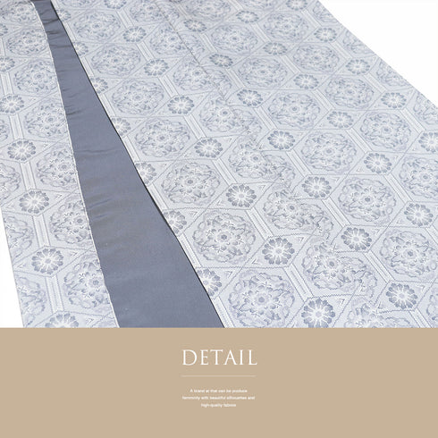 小紋 リサイクル 身丈157.5cm 裄66.8cm 袷 花柄 グレー Mサイズ お洒落 カジュアル 正絹 広衿 Aランク